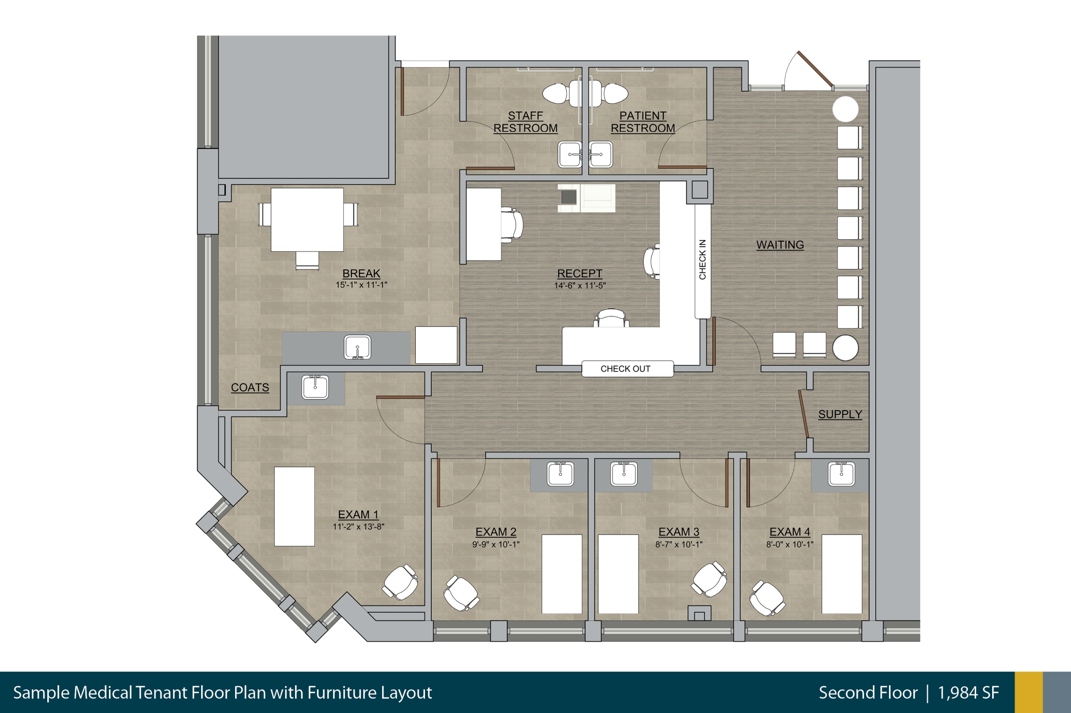 sample medical floor plan with furniture layout