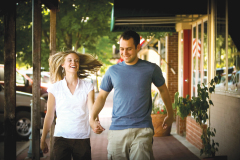 couple walking in community