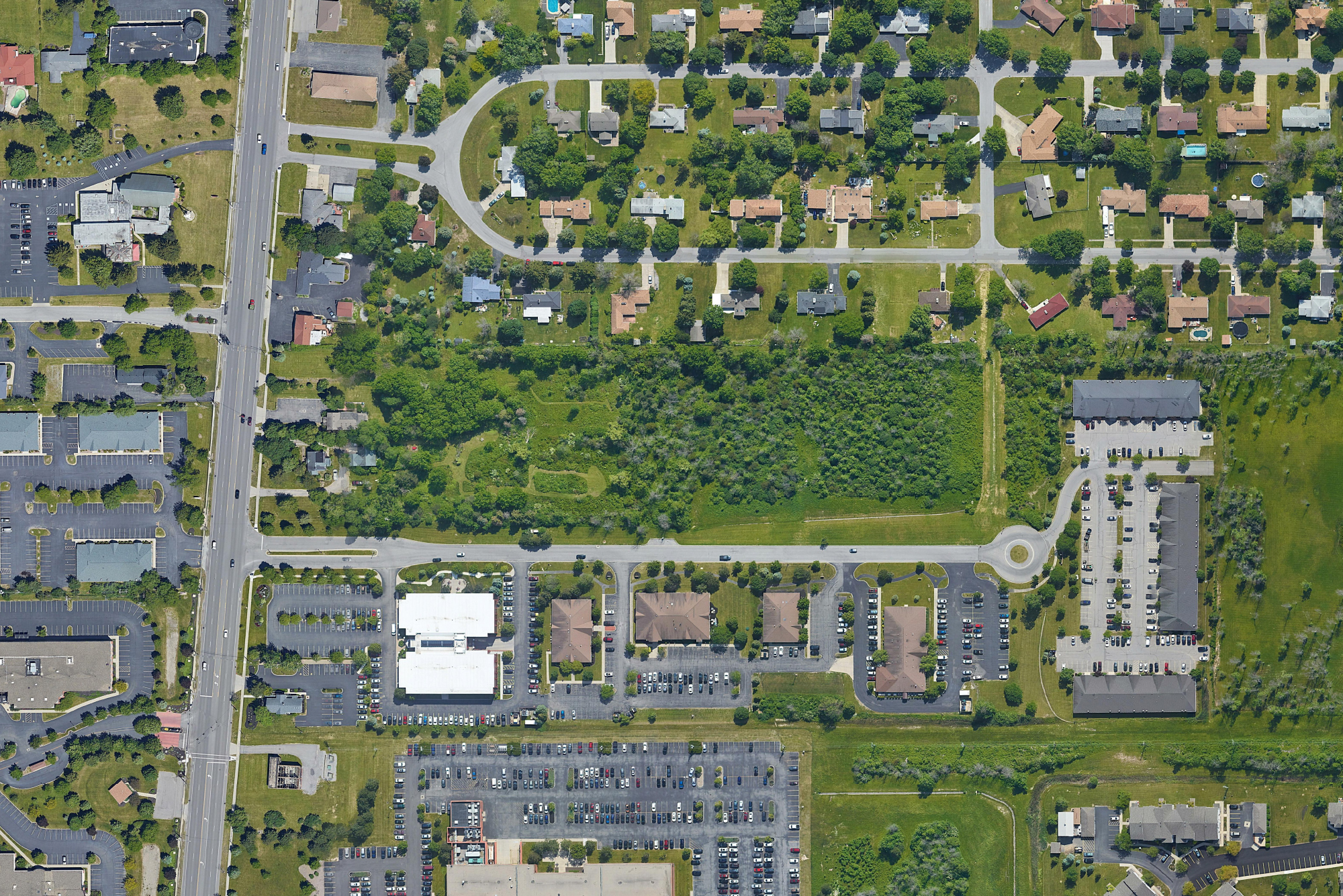 Aerial view of build to suit site available on Limestone Drive